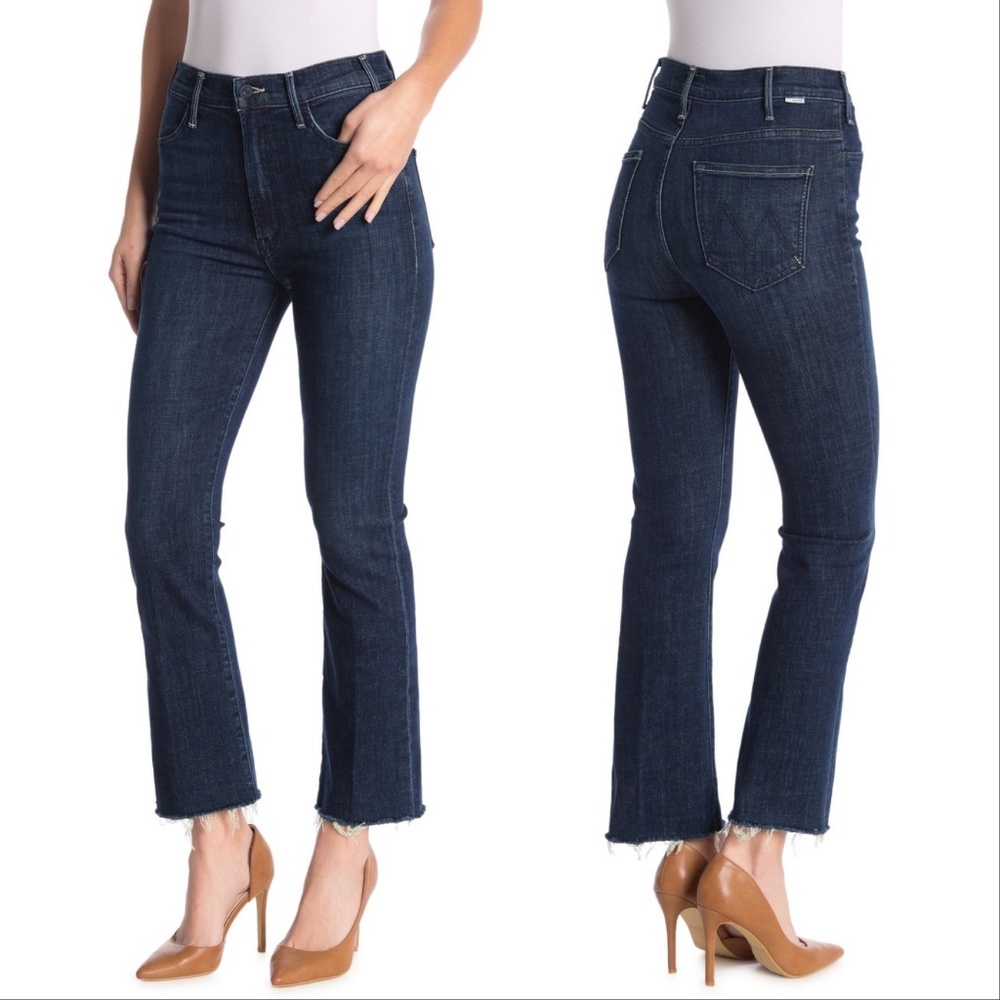 MOTHER The Hustler Flare Ankle Fray Cropped Jeans